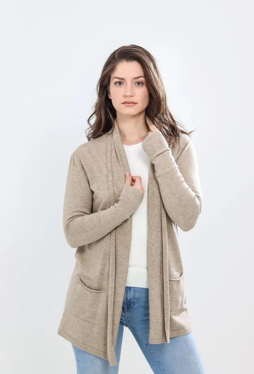 Chaqueta de punto beige