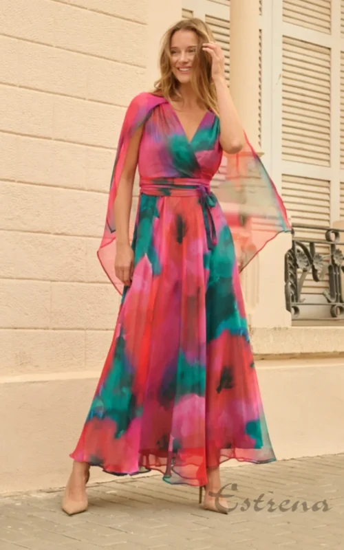 Vestido largo de muselina estampado