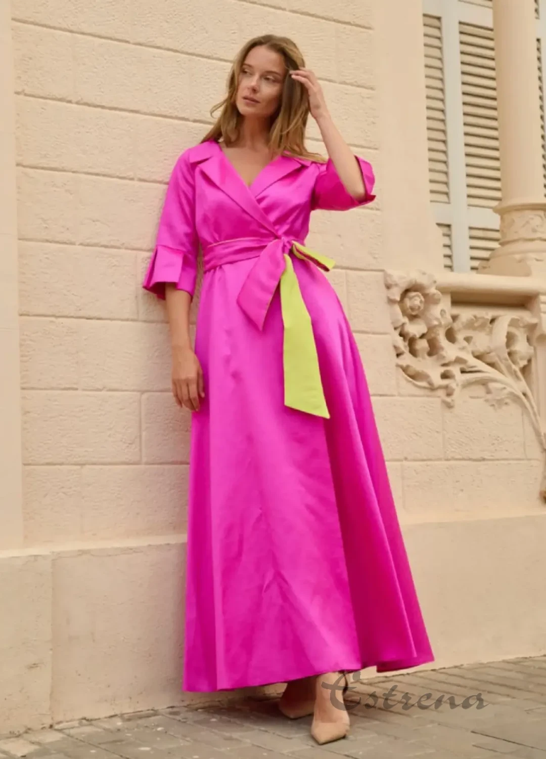 Vestido camisero de mikado