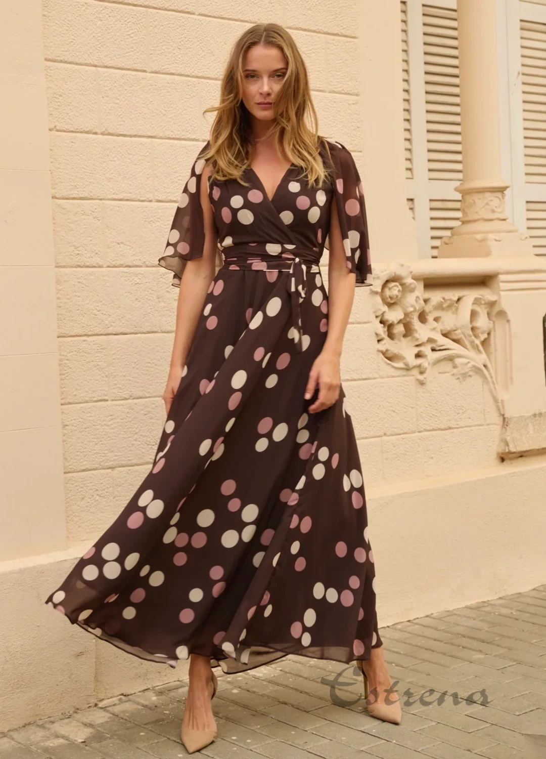 Vestido largo de lunares