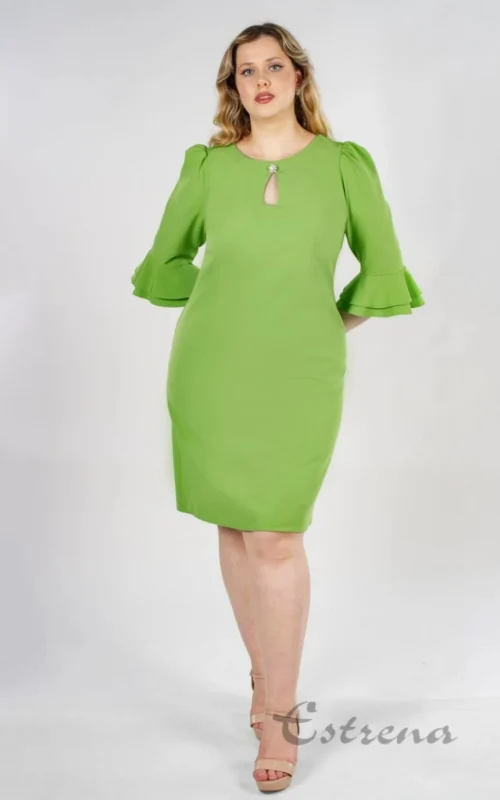 Vestido corto con volante en mangas