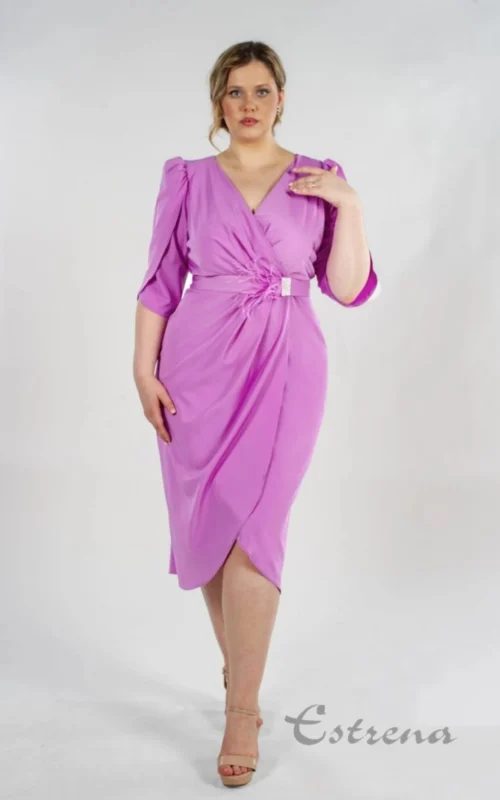 Vestido midi con falda cruzada