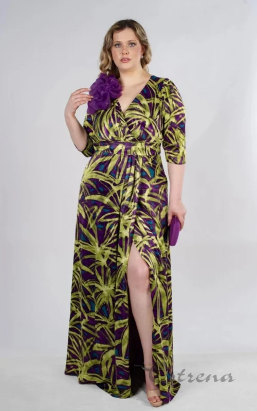 Vestido largo estampado. Organza