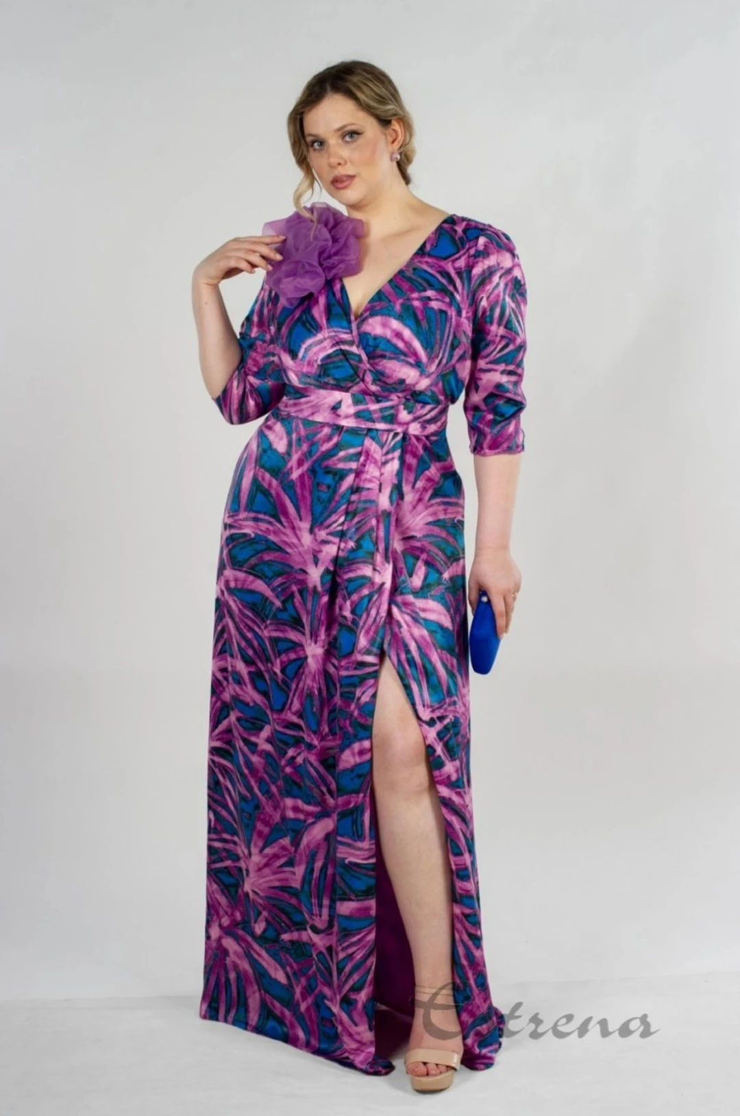 Vestido largo estampado. Organza - Imagen 2