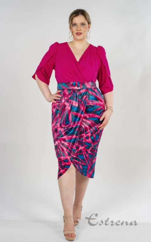 Vestido midi con falda estampada