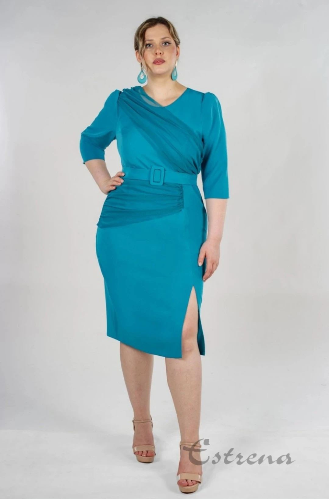 Vestido midi con drapeado