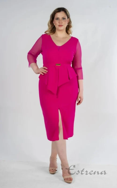 Vestido midi con mangas de tul