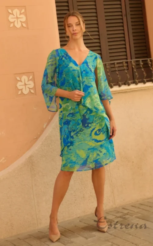 Vestido midi capas estampado
