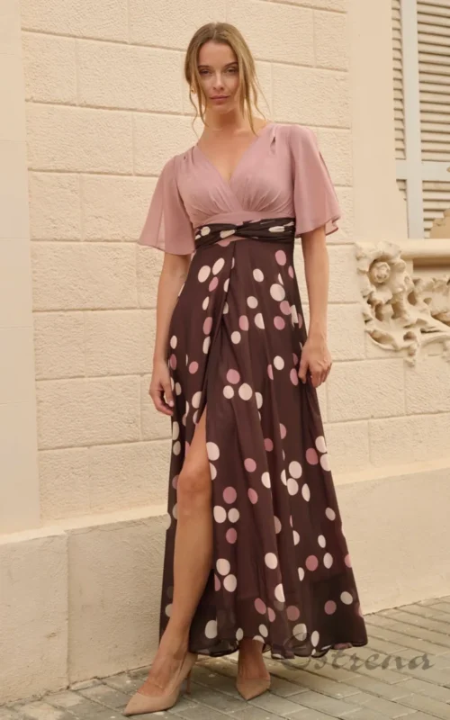 Vestido largo con cuerpo liso