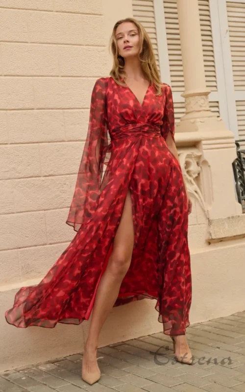 Vestido de muselina largo estampado
