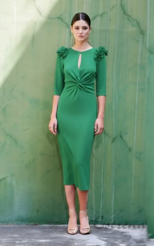 Vestido midi liso
