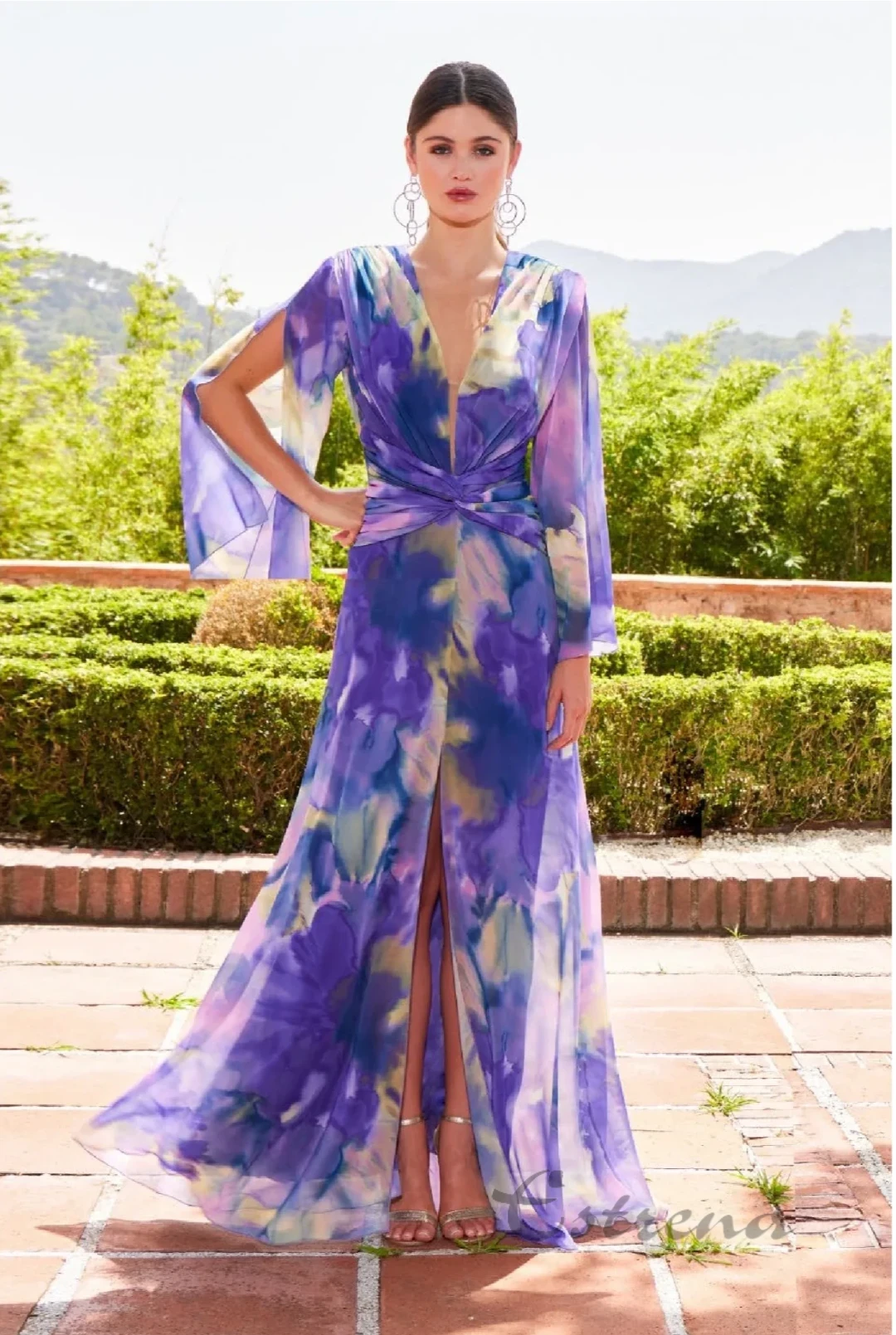Vestido largo estampado
