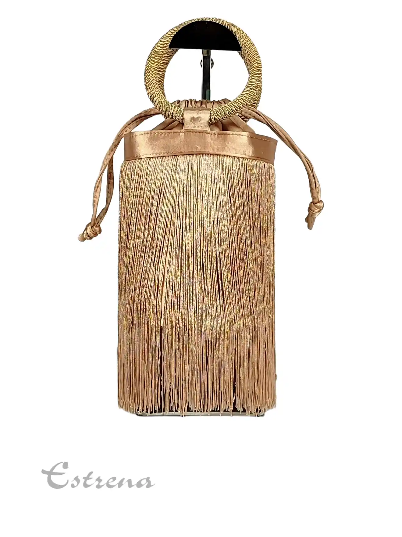 Bolso bombonera con flecos