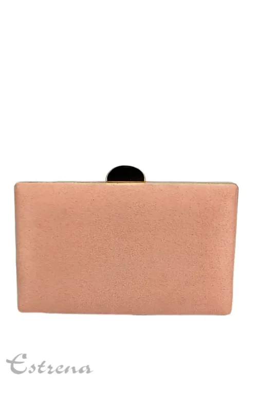 Bolso clutch en color rosa nude y oro