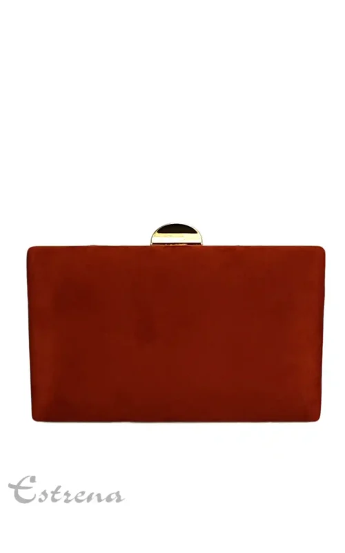 Bolso clutch en color teja y oro