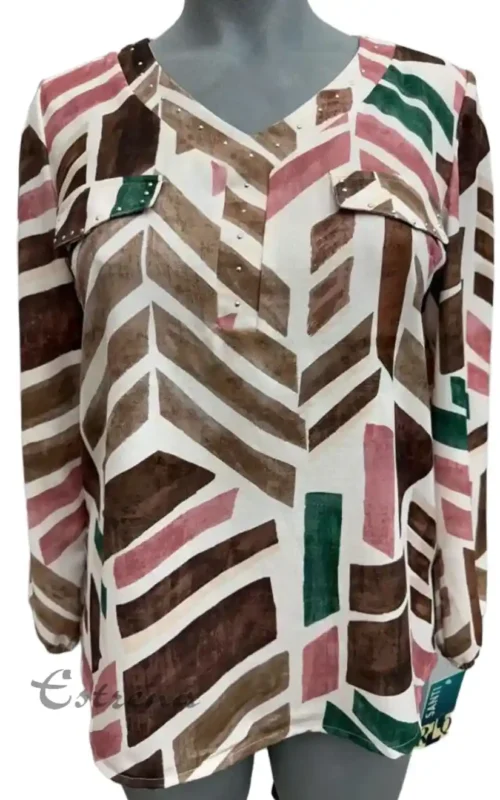 Blusa estampada con escote de pico