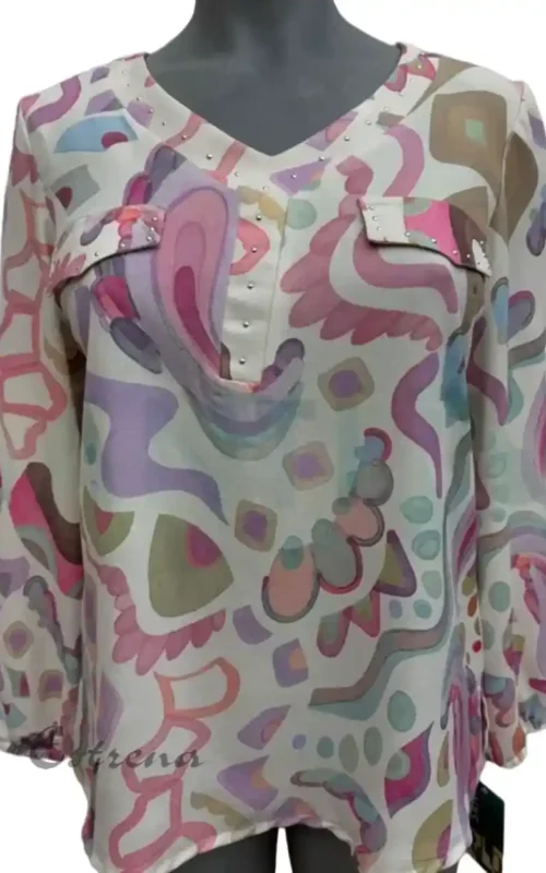 Blusa estampada con escote de pico