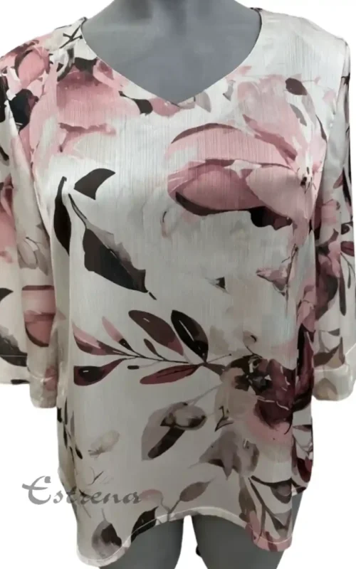 Blusa estampada con escote de pico