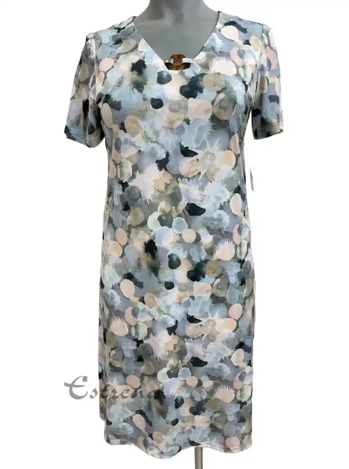 Vestido punto con octógono en escote