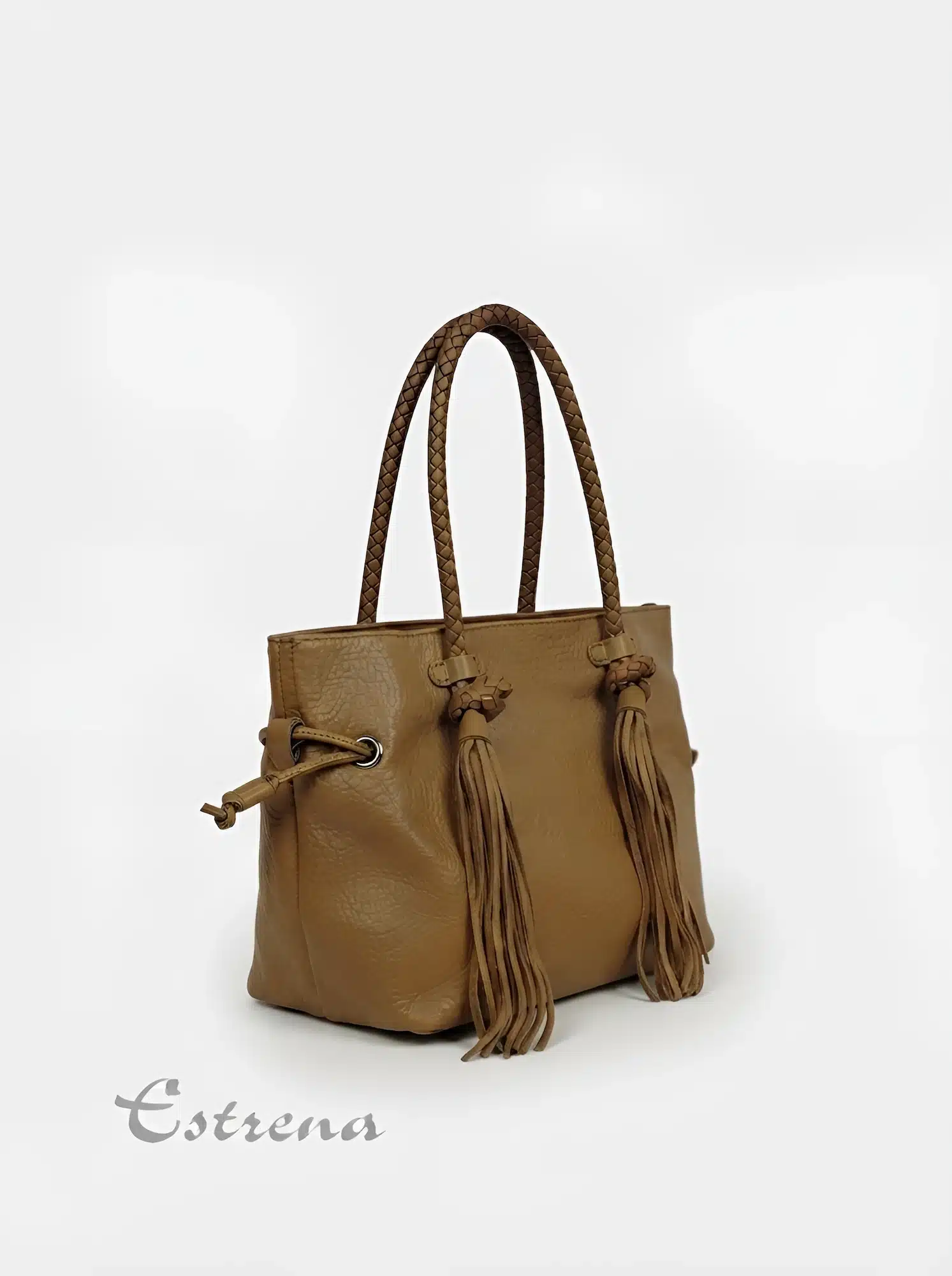 Bolso de hombro camel multibolsillos con texturas combinadas - Imagen 3