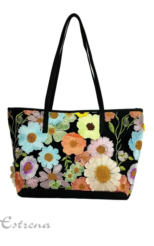 Bolso de hombro con flores
