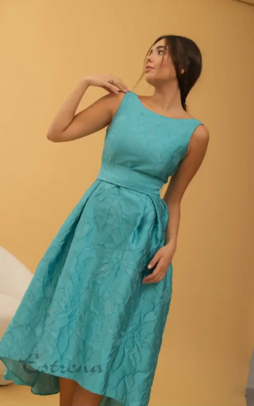 Vestido midi en tejido brocado