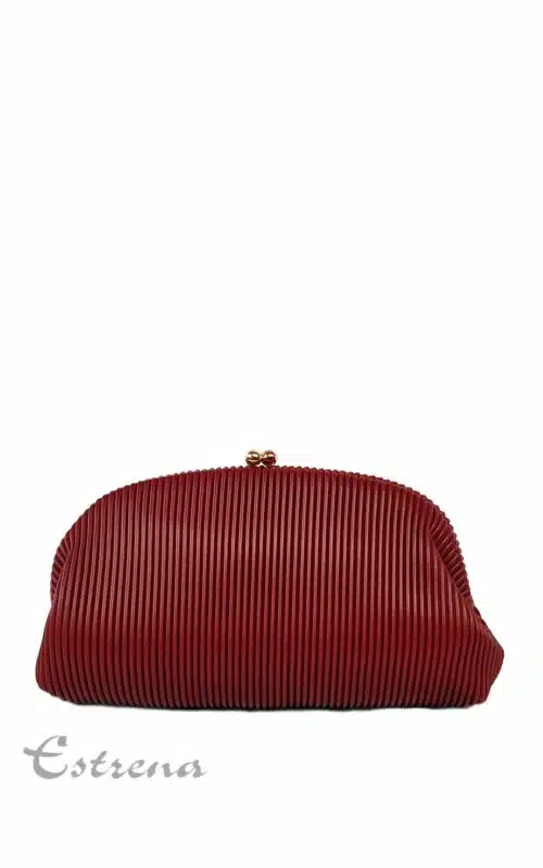 Bolso de Fiesta Clutch Plisado Granate