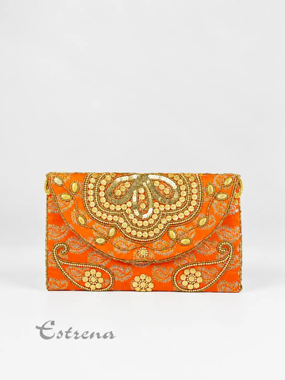 Bolso de fiesta bordado con pedrería dorada - Imagen 4
