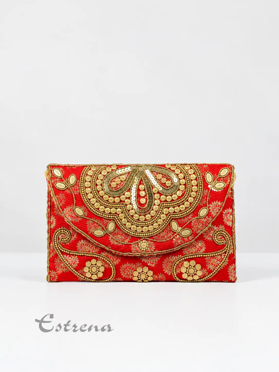 Bolso de fiesta bordado con pedrería dorada - Imagen 2